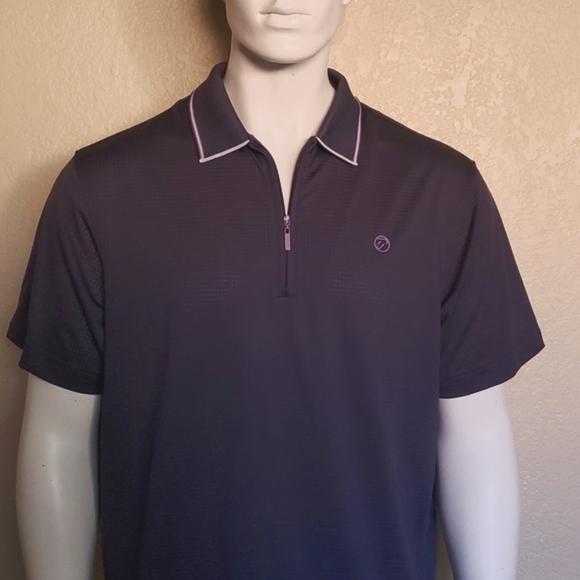 IJP DESIGN Golf Polo 1/2 Zip Navy Blue Purple Acent Large New No Tags - Picture 3 of 9